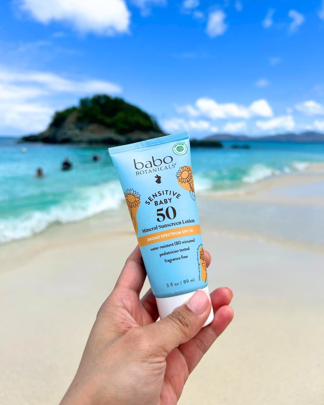 Babo Botanicals Sensitive Baby Mineral Sunscreen Lotion SPF50 - Natural Zinc Oxide - Face & Body - Fragrance-Free - Water-Resistant - FENGGESTORE20