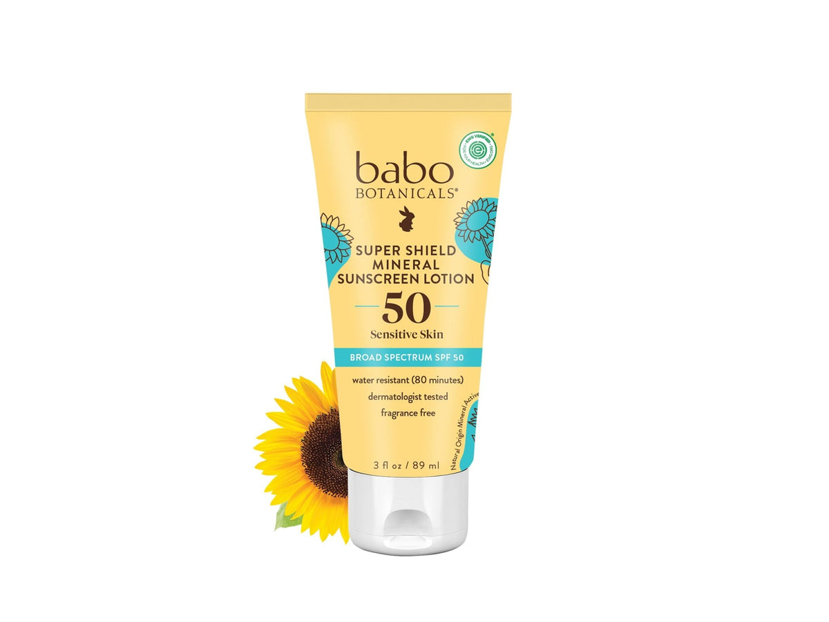 Babo Botanicals Sheer Mineral Sunscreen Lotion SPF 50 with 100% Mineral Active Ingredients for Babies, Kids or Extra Sensitive Skin, Lightweight - FENGGESTORE20
