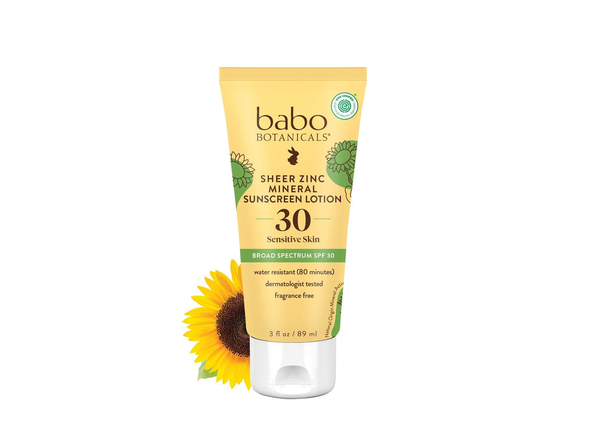 Babo Botanicals Zinc Sunscreen Lotion SPF 30 with 100% Mineral Actives, Non-Greasy, Water-Resistant, Fragrance-Free - FENGGESTORE20
