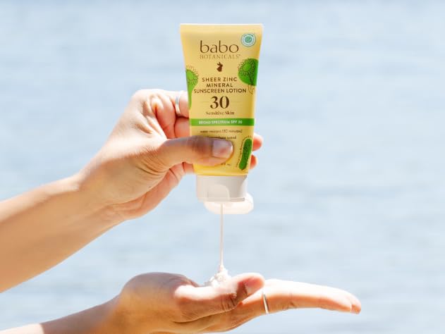 Babo Botanicals Zinc Sunscreen Lotion SPF 30 with 100% Mineral Actives, Non-Greasy, Water-Resistant, Fragrance-Free - FENGGESTORE20