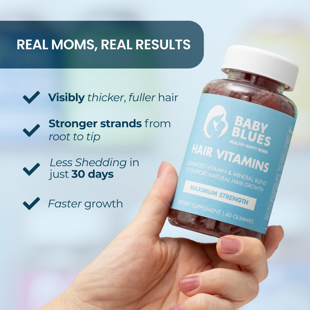 Baby Blues Postpartum Hair Loss Vitamins - Passion Fruit Gummies with Biotin, Collagen, & Folate - FENGGESTORE20