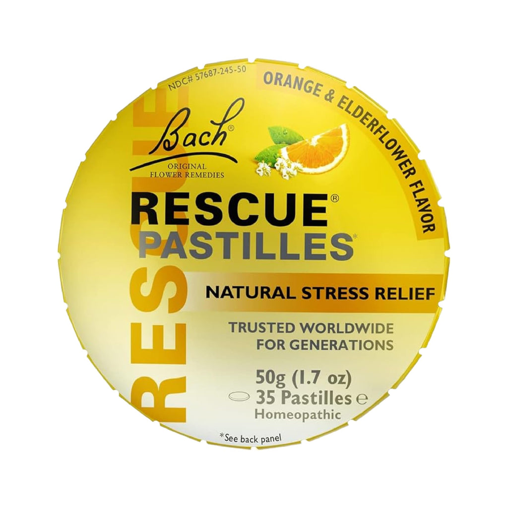 Bach Rescue PASTILLES, Orange and Elderflower Flavor, Natural Stress Relief Lozenges, Homeopathic Flower Essence, Vegetarian, Gluten & Sugar-Free, 35 Count - FENGGESTORE20