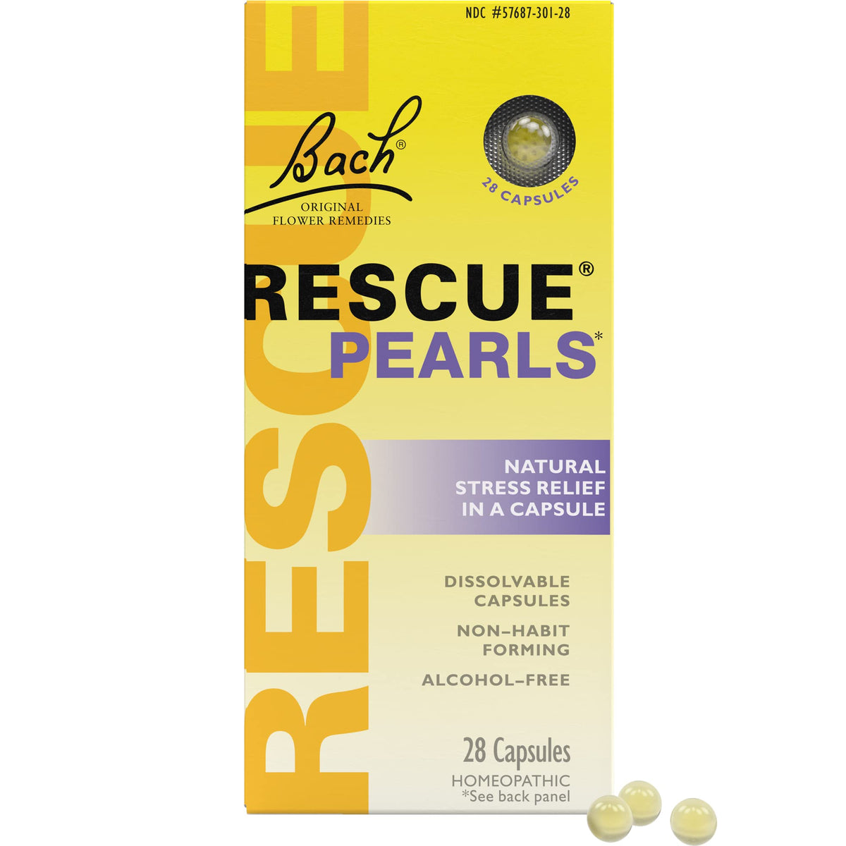 Bach RESCUE PEARLS, Natural Orange Vanilla Flavor, Natural Stress Relief, Homeopathic Flower Essence, Quick-Dissolve, Gluten & Sugar-Free, 28 Count - FENGGESTORE20