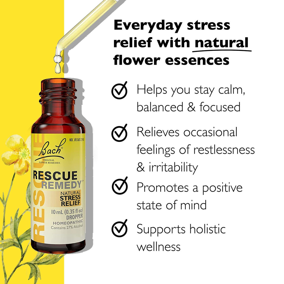Bach Rescue Remedy Dropper, Natural Stress Relief, Homeopathic Flower Essence, Vegan, Gluten & Sugar-Free, Non-Habit Forming, 2 Pack, 10mL Ea Visit The Rescue Store - FENGGESTORE20