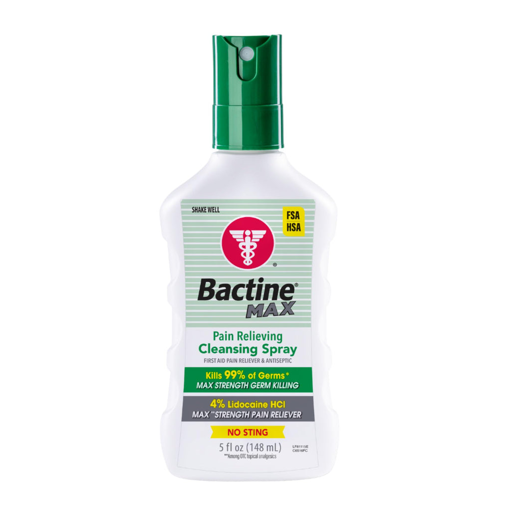 Bactine Max Pain Relieving Antiseptic Spray with Lidocaine, First Aid Pain + Itch Relief, No-Sting, Kills 99% of Germs*, 5oz - FENGGESTORE20