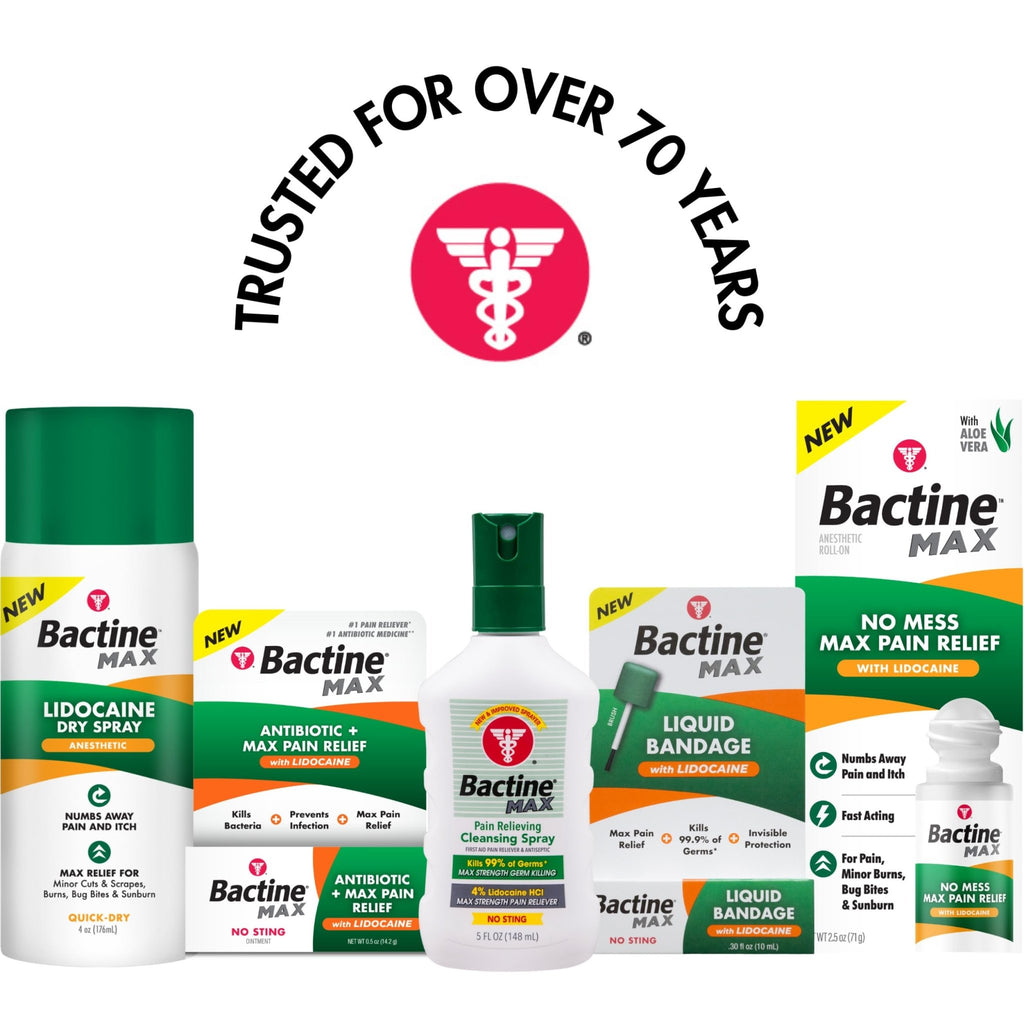 Bactine Max Pain Relieving Antiseptic Spray with Lidocaine, First Aid Pain + Itch Relief, No-Sting, Kills 99% of Germs*, 5oz - FENGGESTORE20