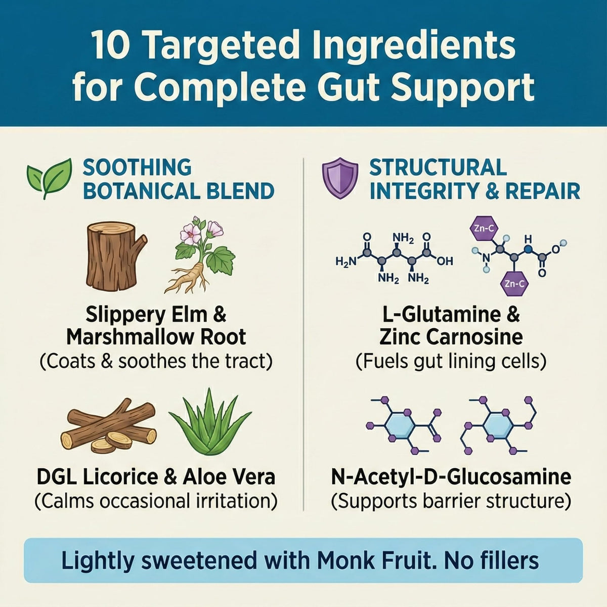 Balance ONE L-Glutamine Powder & Zinc Carnosine Supplement – Leaky Gut Repair Formula with Slippery Elm, DGL Licorice, Marshmallow & Aloe Vera - FENGGESTORE20