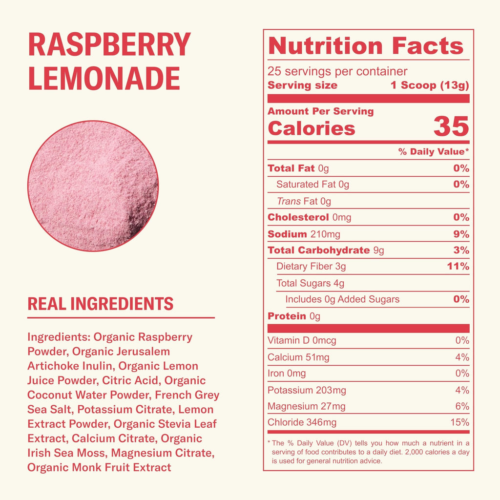 Ballerina Farm Farmer Hydrate, Daily Electrolytes Powder, Raspberry Lemonade, Hydration Drink Mix with Organic Coconut Water, Irish Sea Moss, Sea Salt, Prebiotic Fiber, No Added Sugar, 25 Servings - FENGGESTORE20