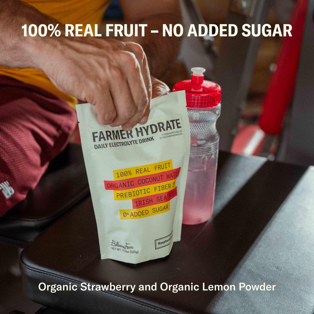 Ballerina Farm Farmer Hydrate, Daily Electrolytes Powder, Raspberry Lemonade, Hydration Drink Mix with Organic Coconut Water, Irish Sea Moss, Sea Salt, Prebiotic Fiber, No Added Sugar, 25 Servings - FENGGESTORE20