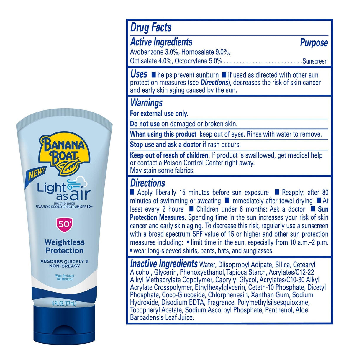 Banana Boat Light As Air Sunscreen Lotion SPF 50 Twin Pack | Lightweight & Non-Greasy Lotion Sunscreen SPF 50 - FENGGESTORE20