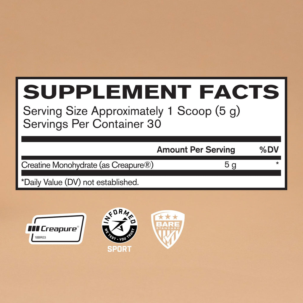 BARE PERFORMANCE NUTRITION, BPN Pure Creatine Monohydrate Powder by Creapure, 5g of Creatine per Serving, Supports Muscle Growth - FENGGESTORE20