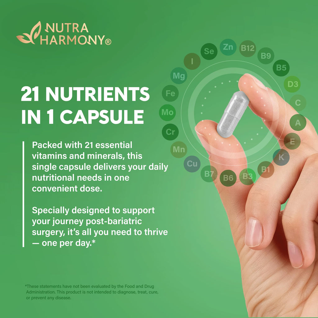 Bariatric Multivitamin - 45 mg Iron Supplements - Made in USA - for Women & Men - All-in-One, 21 Essential Vitamins - Gastric Sleeve Support - FENGGESTORE20