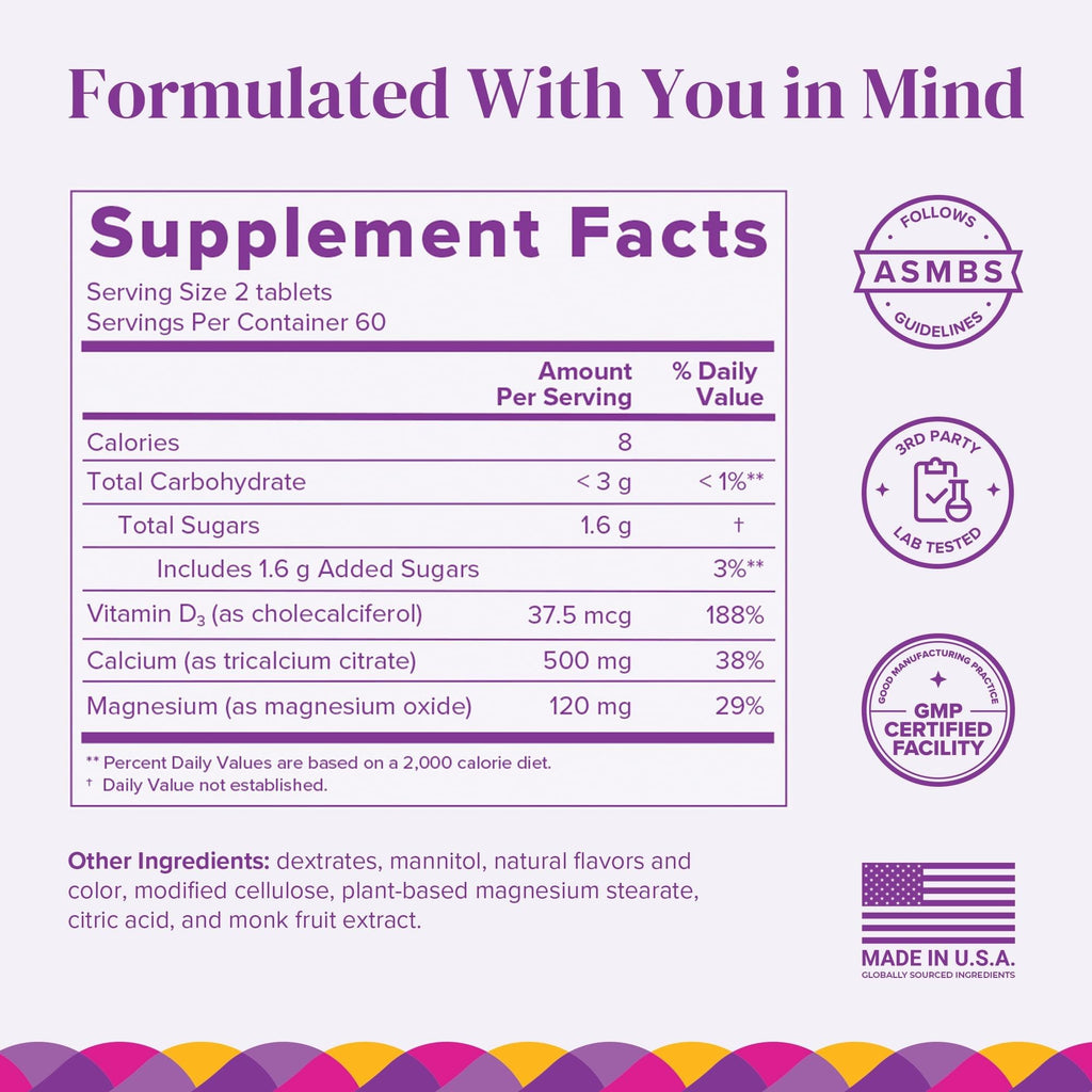 BariMelts Calcium Citrate with Vitamin D3 & Magnesium, 120 Smooth-Dissolving Tablets (1-Month Supply), Bariatric Calcium Supplements - FENGGESTORE20