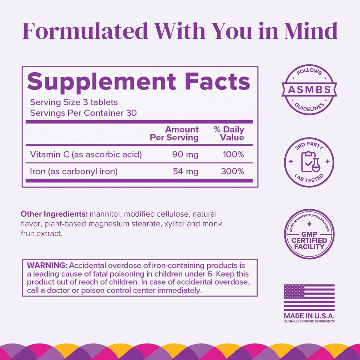Barimelts Iron with Vitamin C, 90 Fast-Dissolving Tablets (1-Month Supply), Sugar-Free Bariatric Iron Supplement for Women, Natural Orange Flavor - FENGGESTORE20