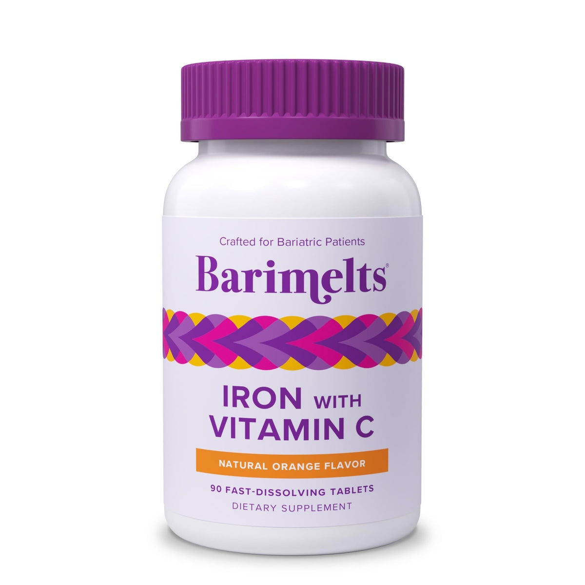 Barimelts Iron with Vitamin C, 90 Fast-Dissolving Tablets (1-Month Supply), Sugar-Free Bariatric Iron Supplement for Women, Natural Orange Flavor - FENGGESTORE20