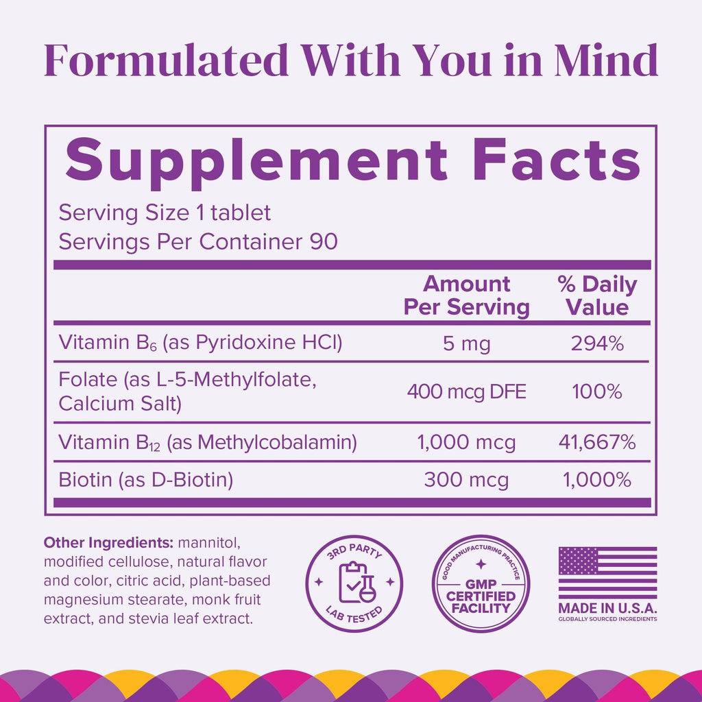 BariMelts Vitamin B12 Plus, 90 Fast-Dissolving Tablets (3-Month Supply), Sugar-Free Bariatric Vitamins for Women, Includes B12, B6 - FENGGESTORE20
