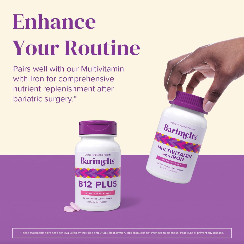 BariMelts Vitamin B12 Plus, 90 Fast-Dissolving Tablets (3-Month Supply), Sugar-Free Bariatric Vitamins for Women, Includes B12, B6 - FENGGESTORE20
