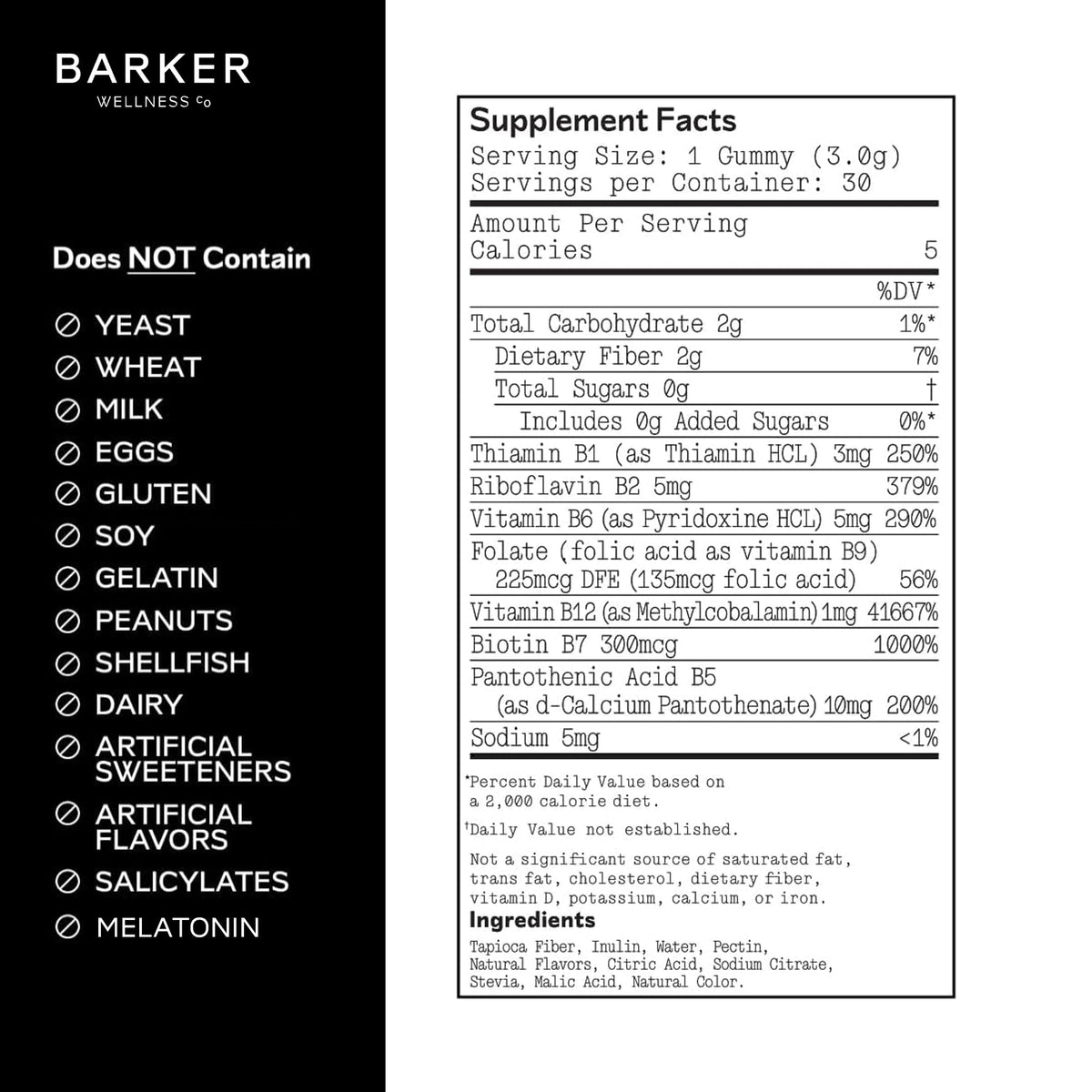 Barker Wellness Vegan B-Complex Gummies – Comprehensive Energy & Metabolism Boost with B1, B5, B6, B7 Biotin, B9 Folate, B12 - FENGGESTORE20