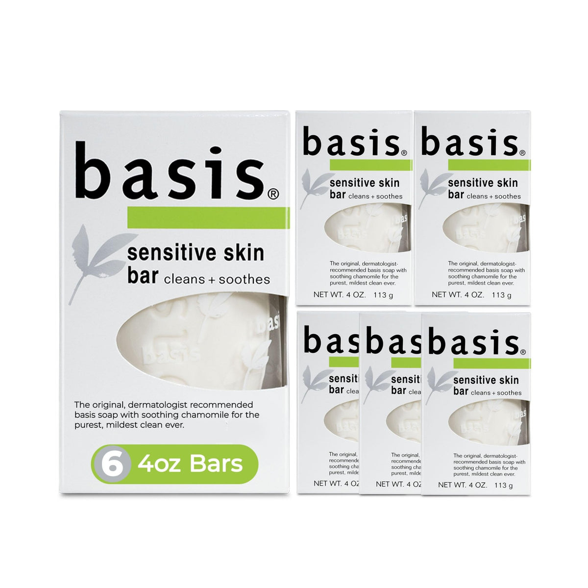 Basis Sensitive Skin Bar Soap for Body, Hands and Face, Unscented Soap Bar for Sensitive Skin with Chamomile and Aloe Vera - FENGGESTORE20