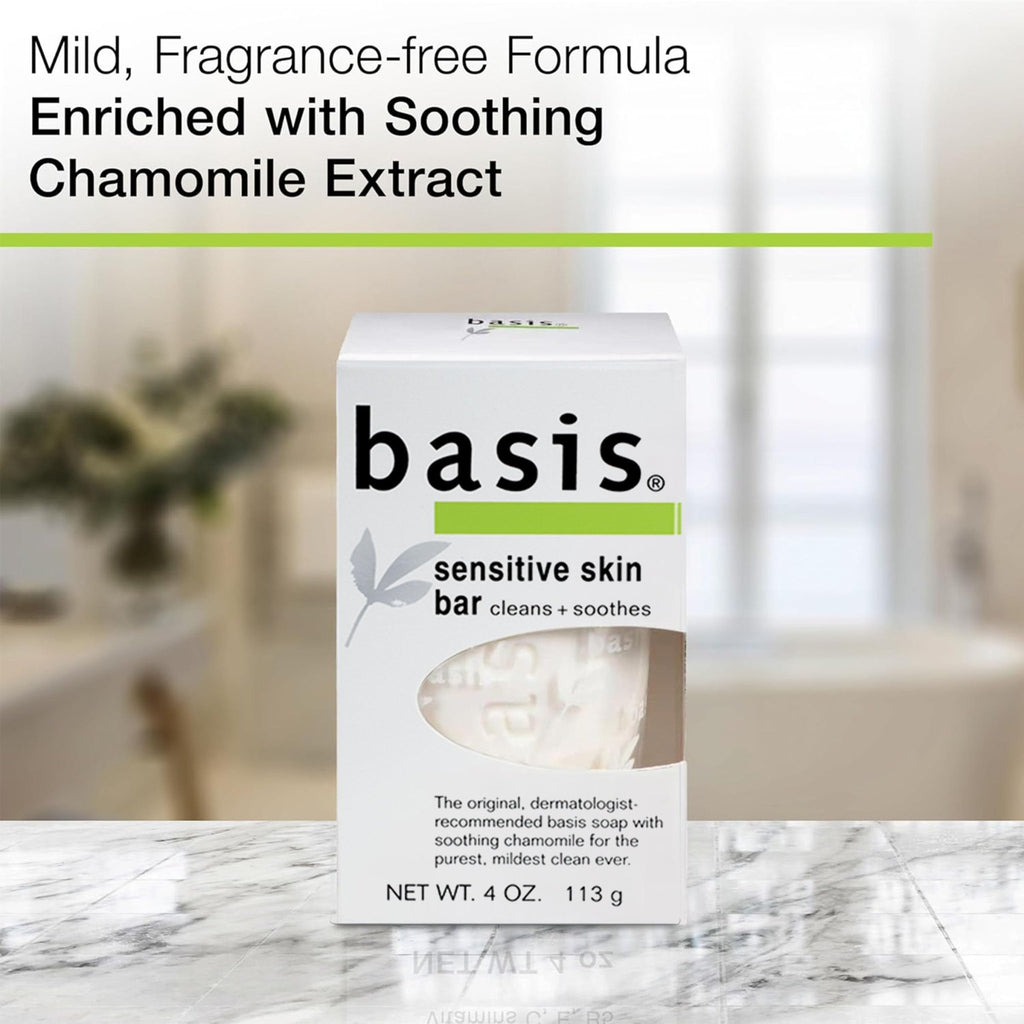 Basis Sensitive Skin Bar Soap for Body, Hands and Face, Unscented Soap Bar for Sensitive Skin with Chamomile and Aloe Vera - FENGGESTORE20