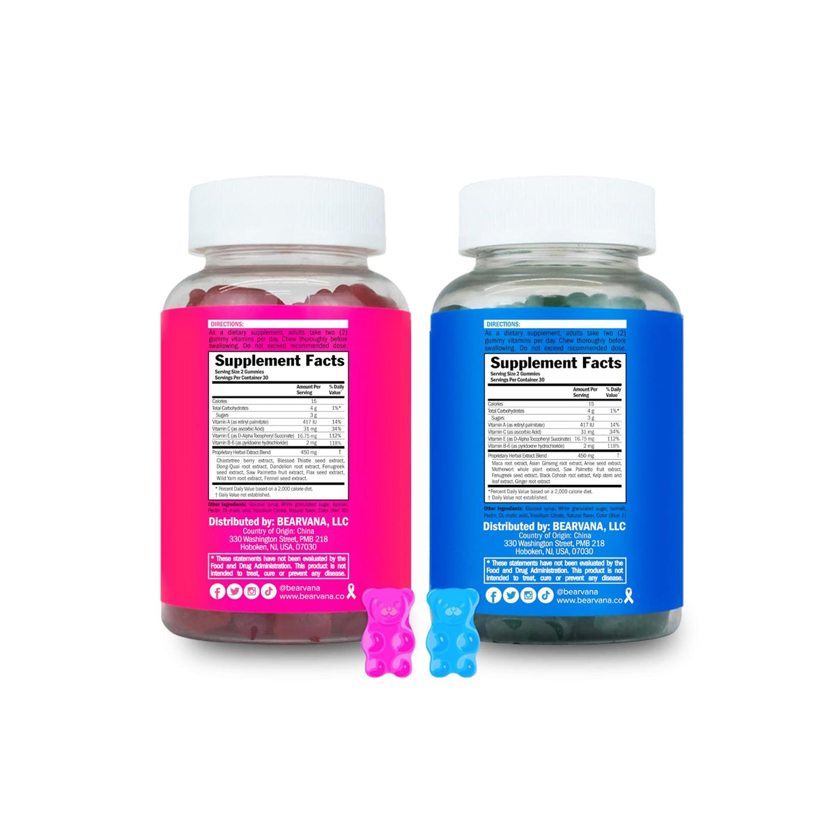 BEARVANA Top & Peach Support Combo Pack Multivitamin Gummies for Women | Includes Herbal Extracts & Essential Vitamins - FENGGESTORE20