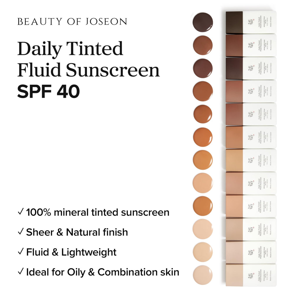 Beauty of Joseon Daily Tinted Fluid Sunscreen 12 Shades for Face Moisturizing Broad Spectrum SPF 40 Korean Skincare 50ml, 1.69 fl.oz #LN110 - FENGGESTORE20
