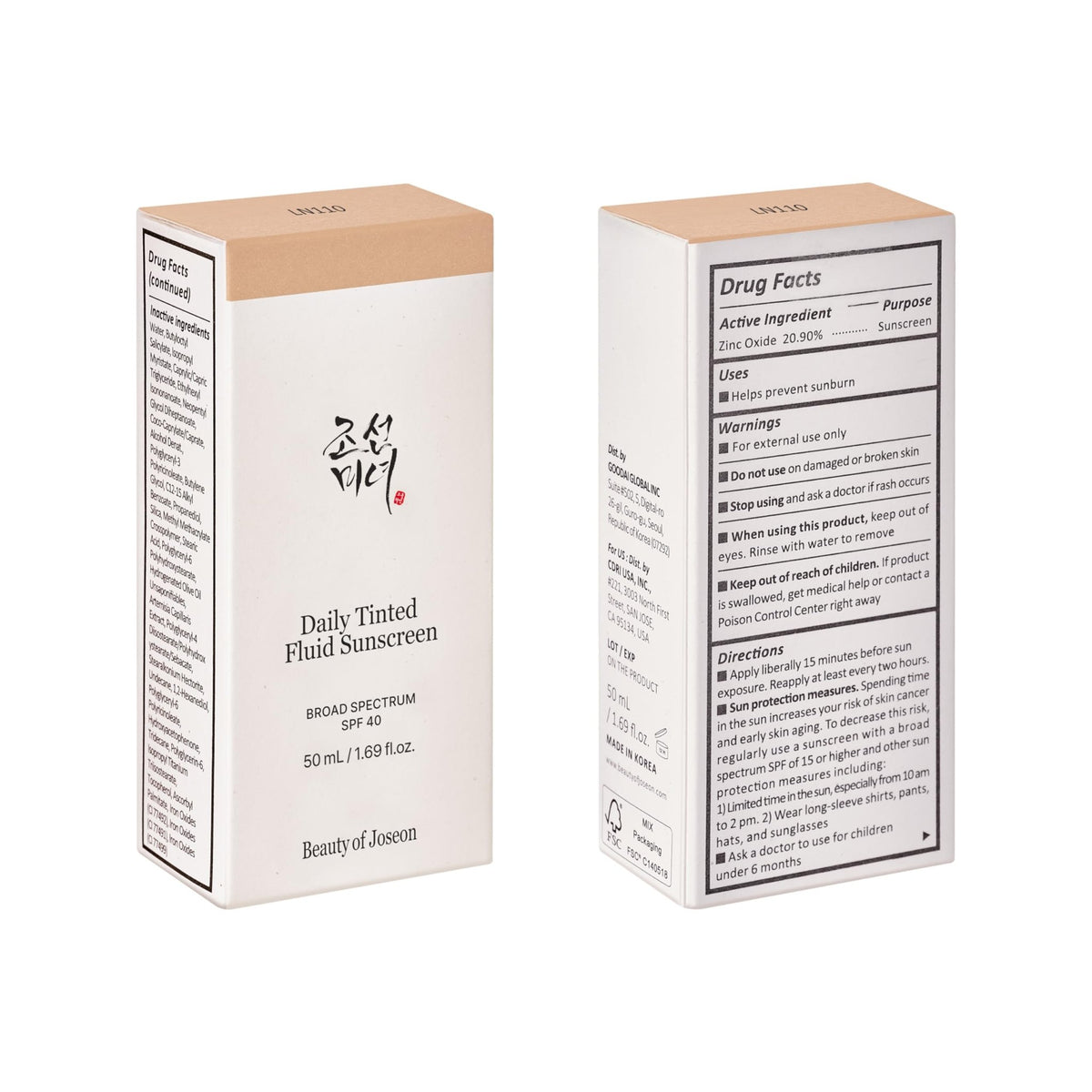 Beauty of Joseon Daily Tinted Fluid Sunscreen 12 Shades for Face Moisturizing Broad Spectrum SPF 40 Korean Skincare 50ml, 1.69 fl.oz #LN110 - FENGGESTORE20