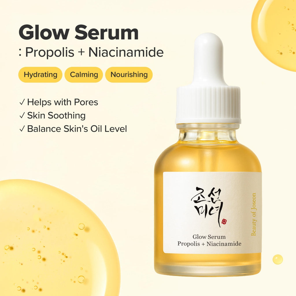 Beauty of Joseon Glow Serum Propolis and Niacinamide Hydrating Facial Soothing Moisturizer for Uneven Skin - FENGGESTORE20
