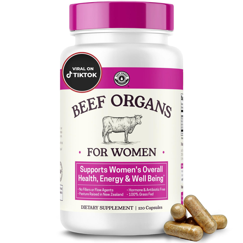 Beef Organ Supplement for Women - Beef Liver, Kidney, Heart and Uterus Tissue, Supports Women's Overall Energy and Health - Pasture Raised in New Zealand - FENGGESTORE20