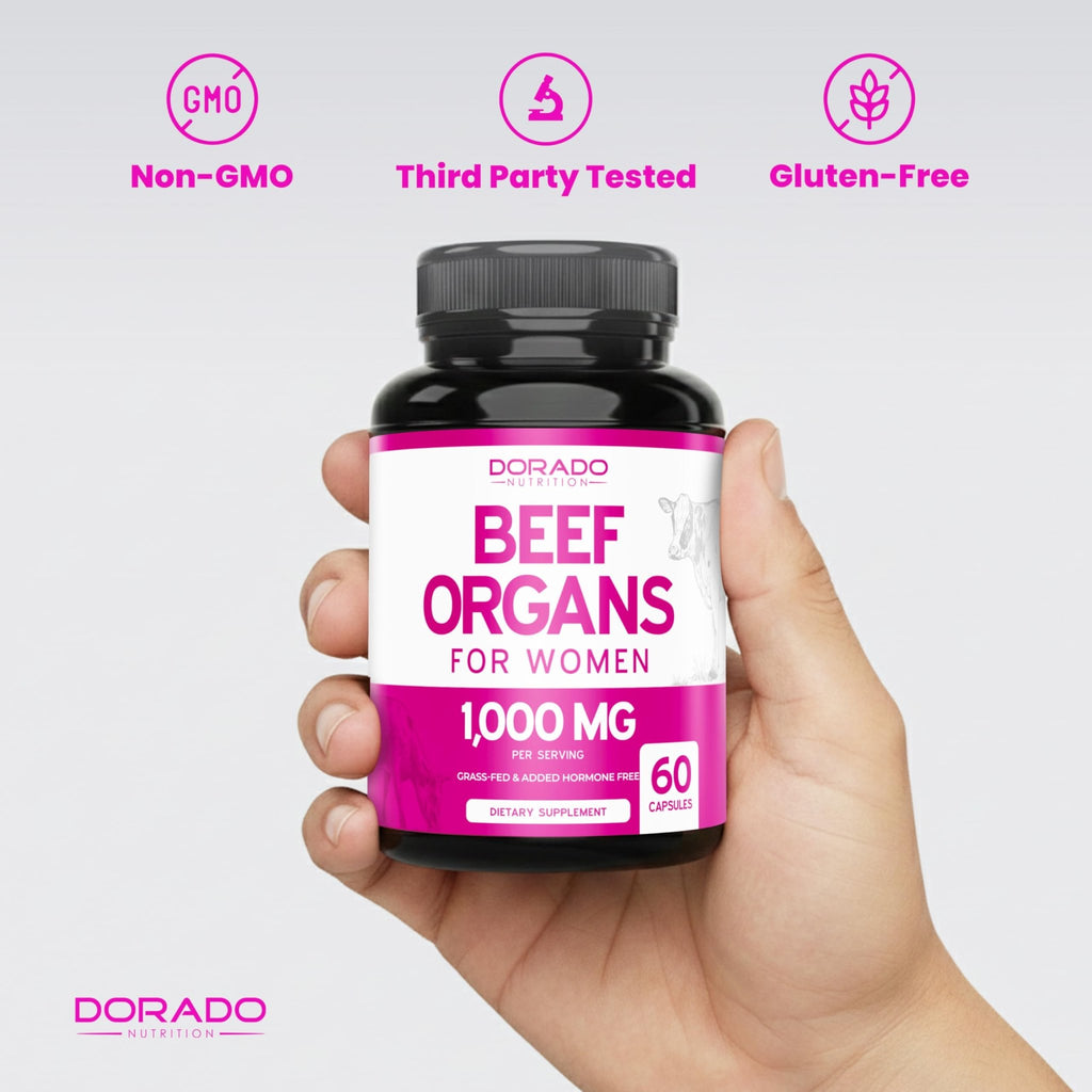 Beef Organ Supplement for Women - Grass Fed Beef Liver, Heart, Kidney & Uterus 1000mg - FENGGESTORE20