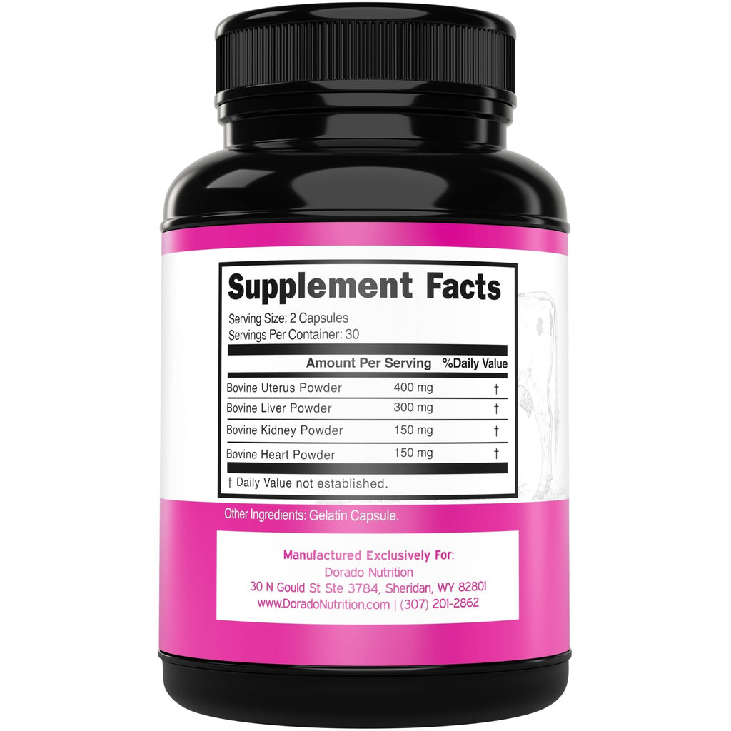 Beef Organ Supplement for Women - Grass Fed Beef Liver, Heart, Kidney & Uterus 1000mg - FENGGESTORE20