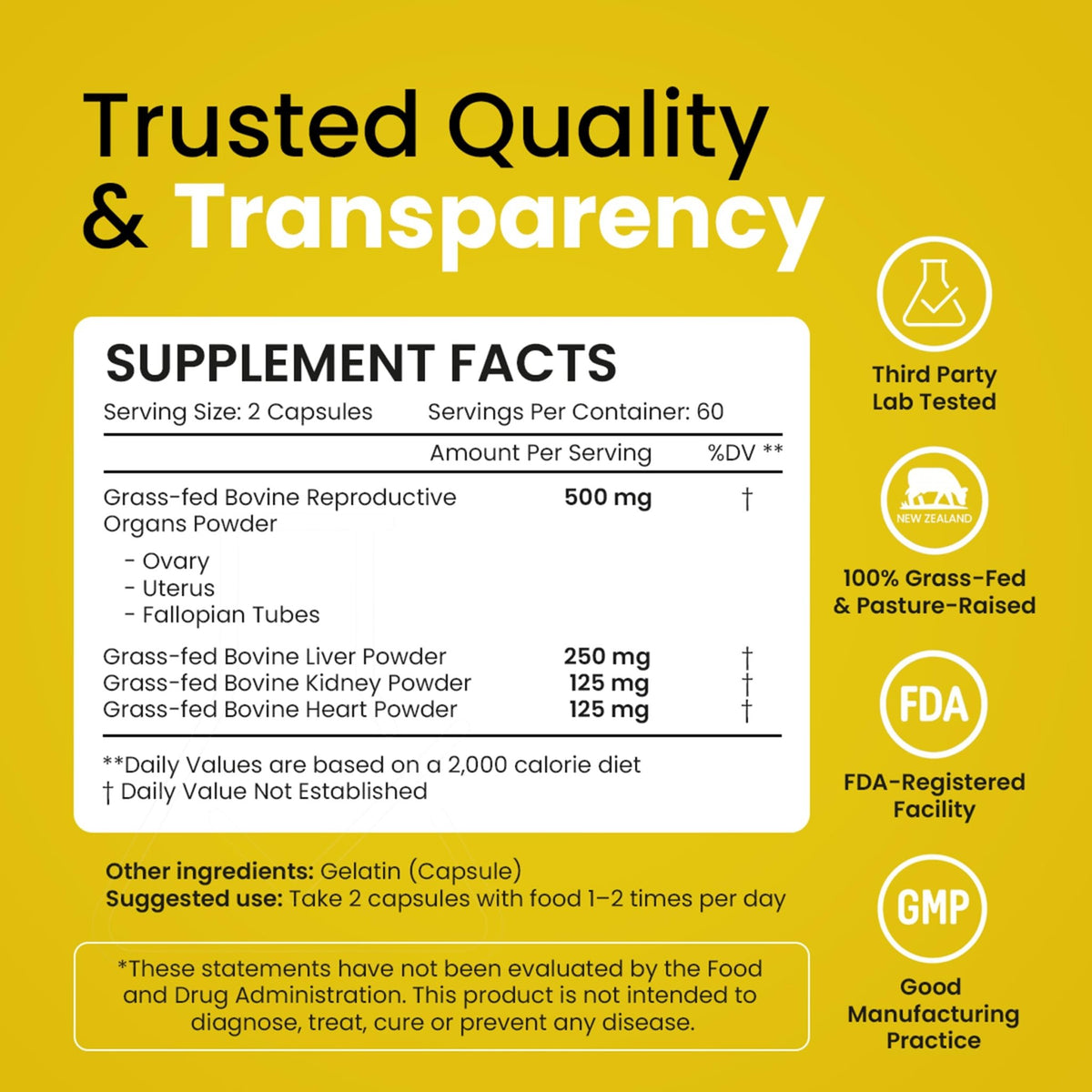 Beef Organ Supplement for Women – Grass Fed Liver, Uterus, Ovary, Heart, Kidney – 30+ Nutrients to Support Hormone Balance, Cycle Health, Energy, Immunity - FENGGESTORE20