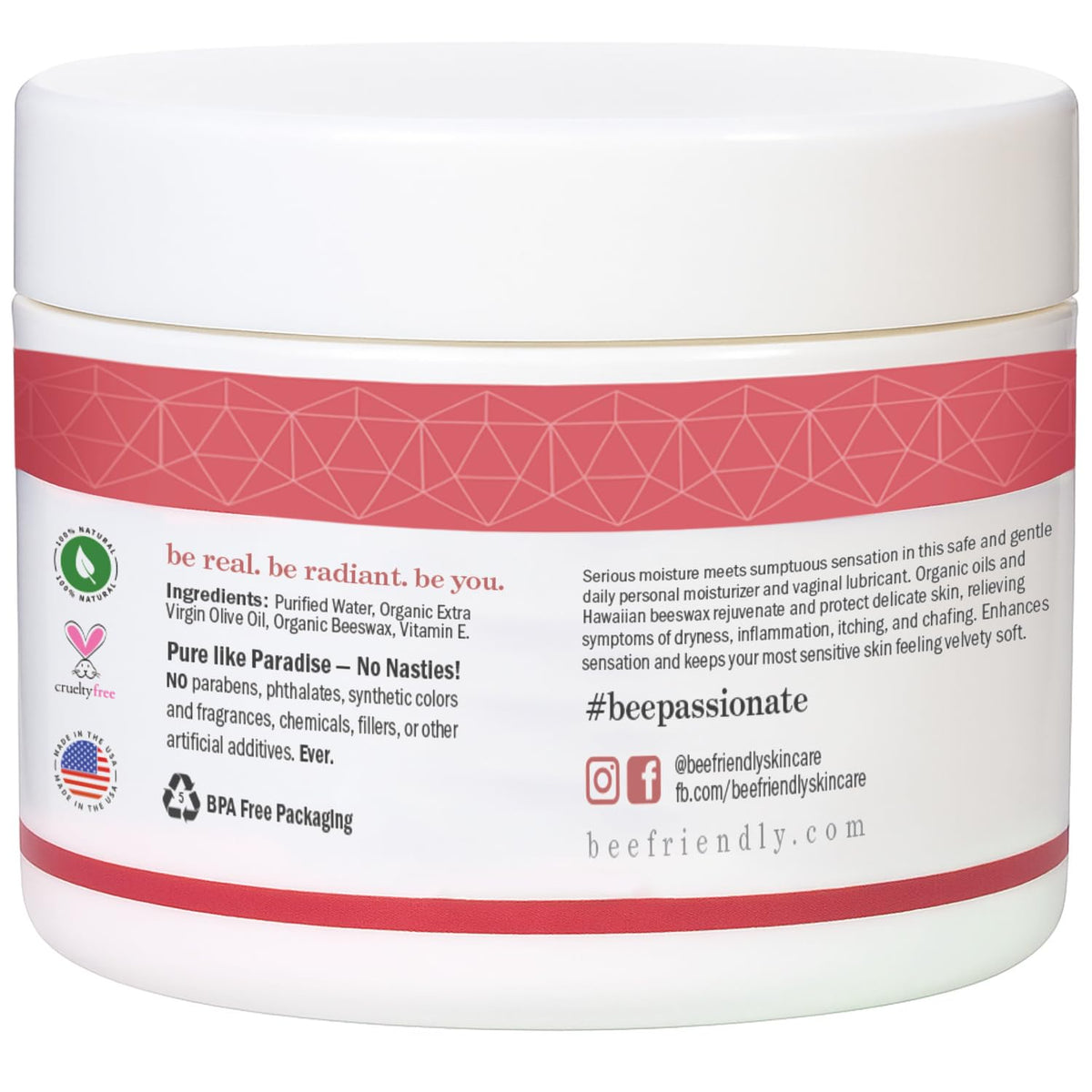 BeeFriendly Organic Vaginal Moisturizer, USDA Certified, Natural Vulva Cream For Dryness, Itching, Irritation, Redness, Chafing Of Vagina Due To Menopause & Thinning 2 oz - FENGGESTORE20