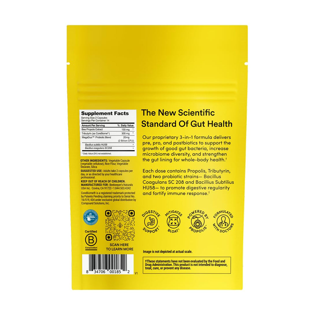 Beekeeper's Naturals Complete Gut Health, 3-in-1 Prebiotic, Postbiotic, Probiotics for Digestive Health & Bloating Relief for Women & Men - FENGGESTORE20