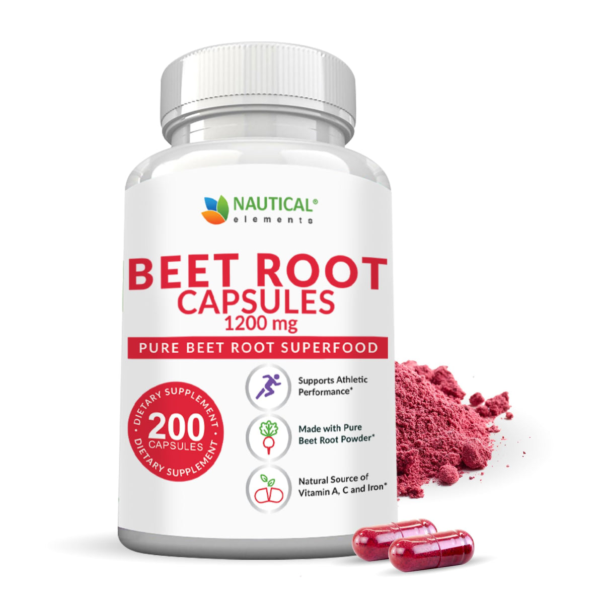 Beet Root Capsules - 1200mg Per Serving - 200 Beet Root Powder Capsules - Beetroot Powder Supports Blood Pressure, Athletic Performance, Digestive - FENGGESTORE20