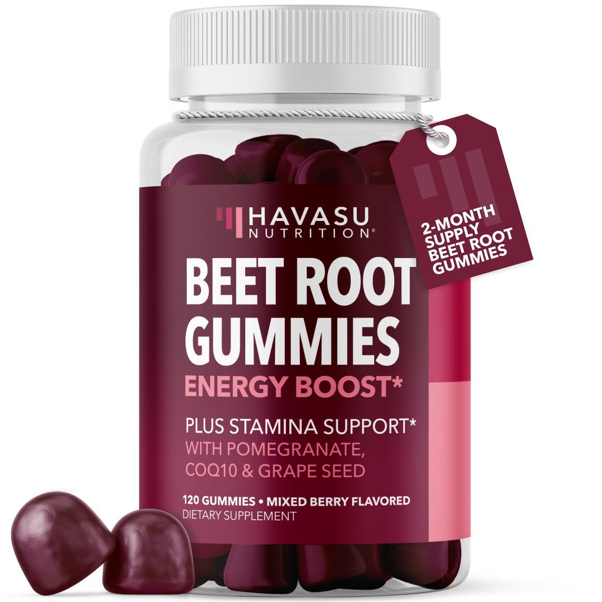 Beet Root Gummies with COQ10 & Pomegranate - Nitric Oxide Supplement for Men and Women - Beetroot for Endurance, Performance, Recovery - Vegan, Non-GMO, Gluten Free - FENGGESTORE20