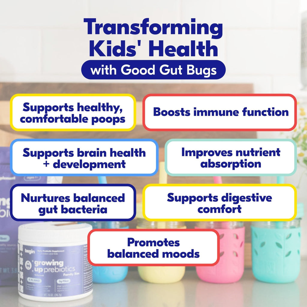 Begin Health Growing Up Prebiotics for Kids 28-Packs | Prebiotic Soluble Powder Stool Softeners and Digestive Gut Health Supplement | Ideal to Mix with Kids Daily - FENGGESTORE20