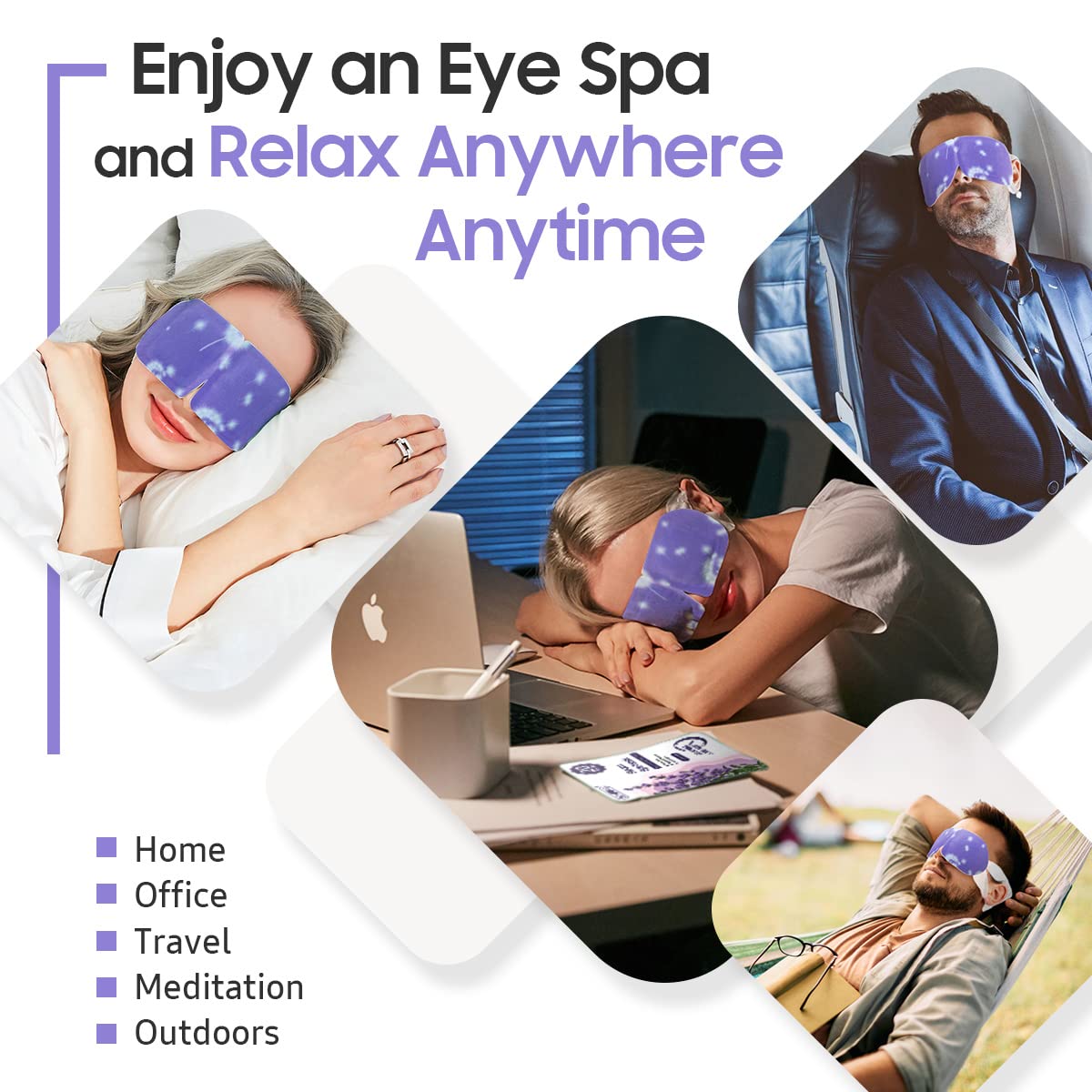 BeHoomi Steam Eye Mask, 10 Packs Heated Eye Mask, Self Heating Disposable SPA Warm Compress for Eyes Sleep Mask, Travel Essentials - FENGGESTORE20