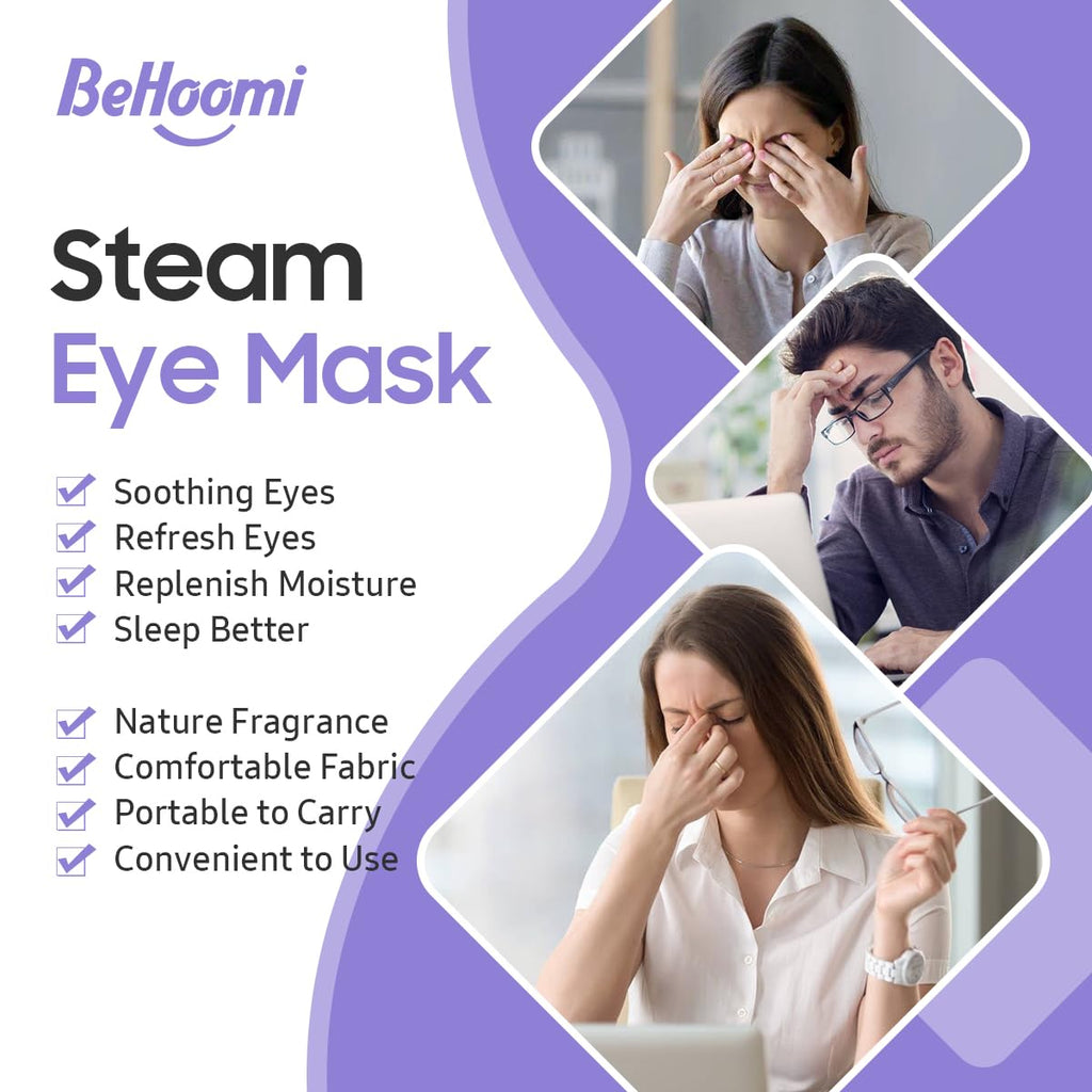 BeHoomi Steam Eye Mask, 10 Packs Heated Eye Mask, Self Heating Disposable SPA Warm Compress for Eyes Sleep Mask, Travel Essentials - FENGGESTORE20