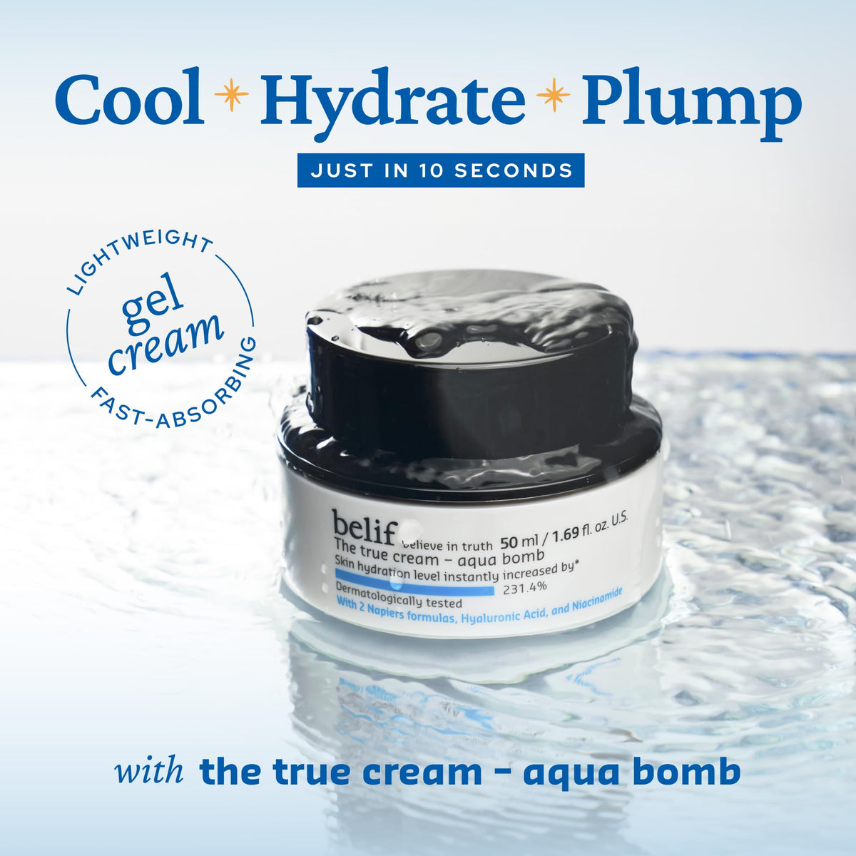belif Aqua Bomb – Daily Niacinamide Hydrating Moisturizer, Lightweight Plumping Facial Cream with Hyaluronic Acid & Squalane, Cooling Effect - FENGGESTORE20