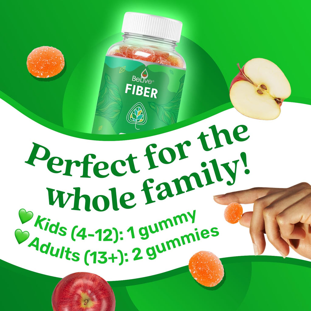 BeLive Fiber Gummies - Sugar Free Prebiotic Digestive Health and Regularity Supplement - Chicory Root & Inulin - FENGGESTORE20