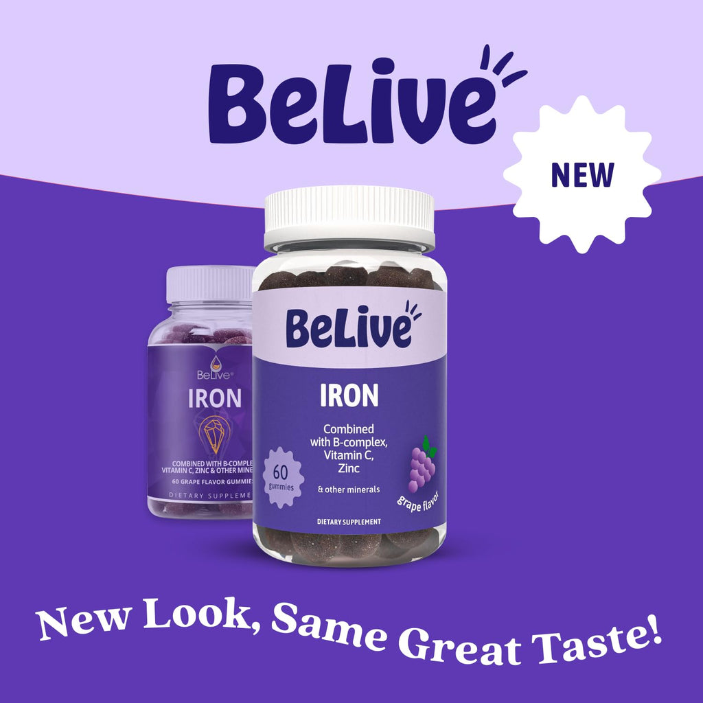 BeLive Iron Gummies - Multivitamin Supplement with Vitamin C, A, B & Zinc, Supports Blood Oxygen, Vegan Iron Supplements for Women, Men & Kids - FENGGESTORE20