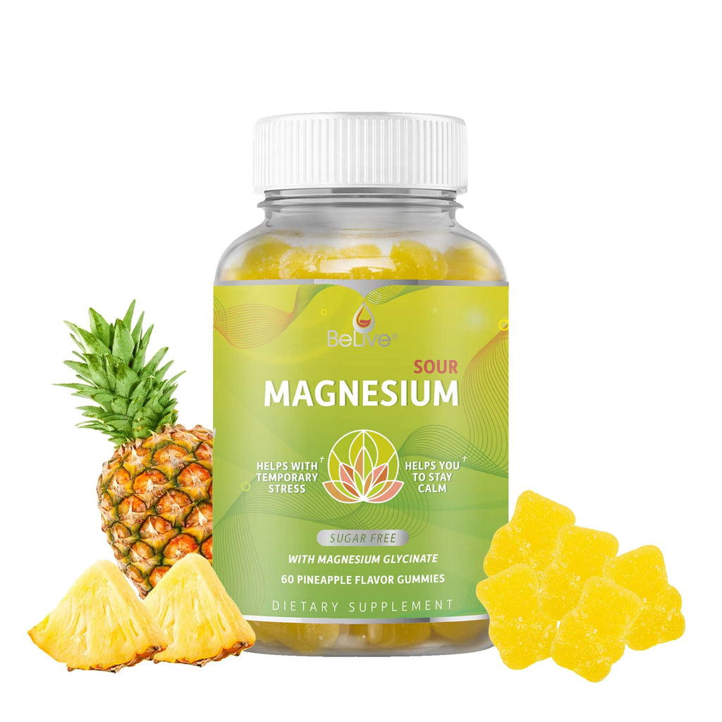 BeLive Magnesium Glycinate Gummies 200 mg - Sugar Free Supplement for Muscle Relaxation, Sleep Support, & Heart Health for Adults & Kids - FENGGESTORE20