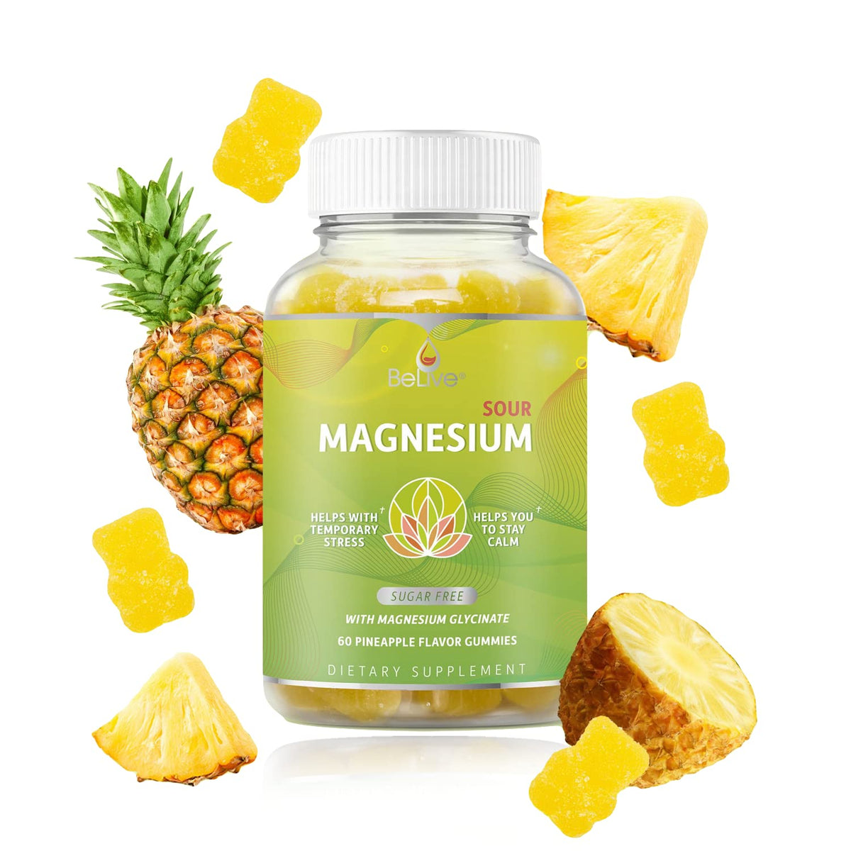 BeLive Magnesium Glycinate Gummies 200 mg - Sugar Free Supplement for Muscle Relaxation, Sleep Support, & Heart Health for Adults & Kids - FENGGESTORE20