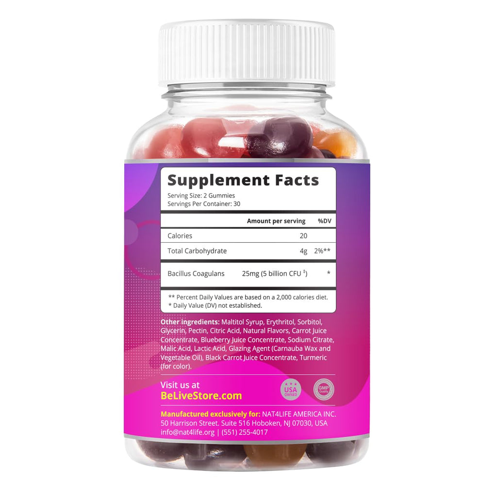 BeLive Probiotic Gummies - Probiotics with 5 Billion CFUs for Digestive Health, Men, Women & Kids - for Immune Support, Sugar Free & Vega - FENGGESTORE20