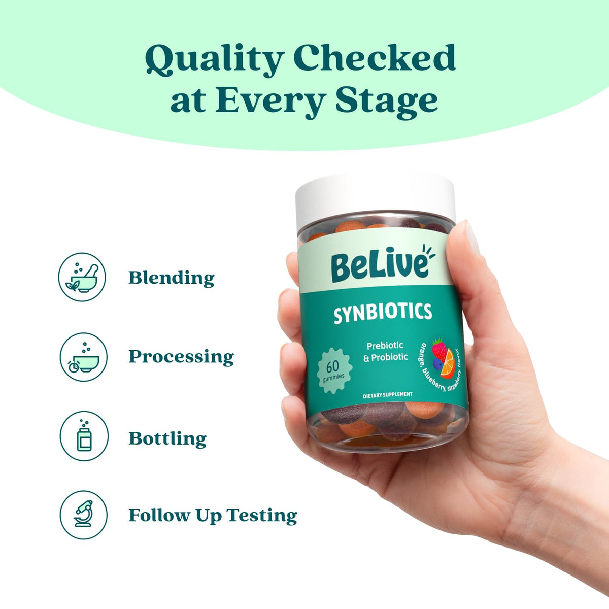 BeLive Synbiotics - Probiotic & Prebiotic Fiber Gummies – High Strength Inulin (3g), Dietary Fiber Supplement, Digestive Support for Kids & Adults - FENGGESTORE20