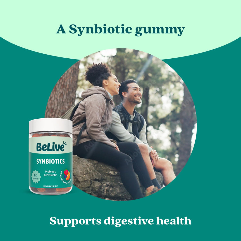 BeLive Synbiotics - Probiotic & Prebiotic Fiber Gummies – High Strength Inulin (3g), Dietary Fiber Supplement, Digestive Support for Kids & Adults - FENGGESTORE20