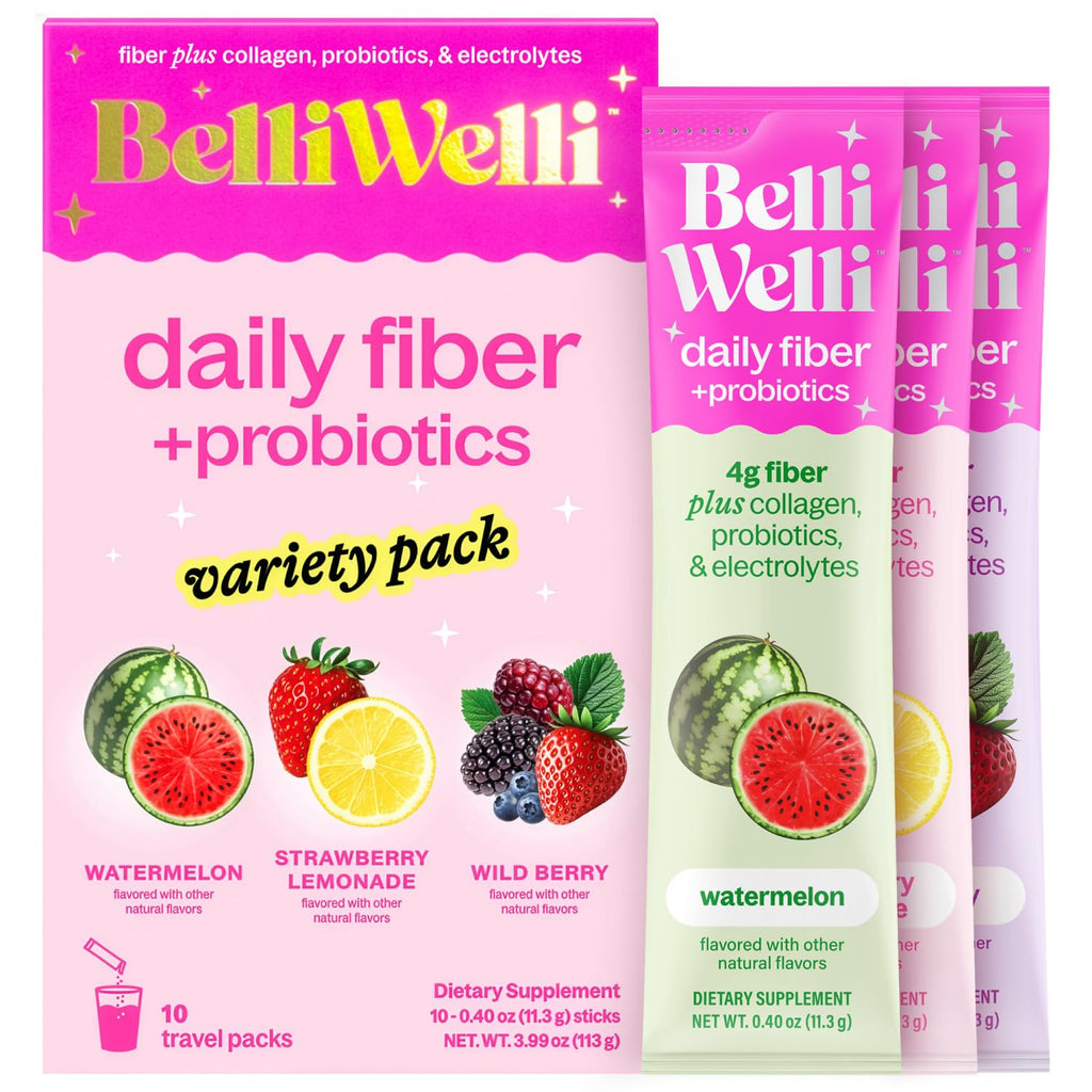 Belli Welli Daily Fiber Supplement Packets with Collagen, Probiotics & Electrolytes | Single Serve Packets for Gut Health - FENGGESTORE20