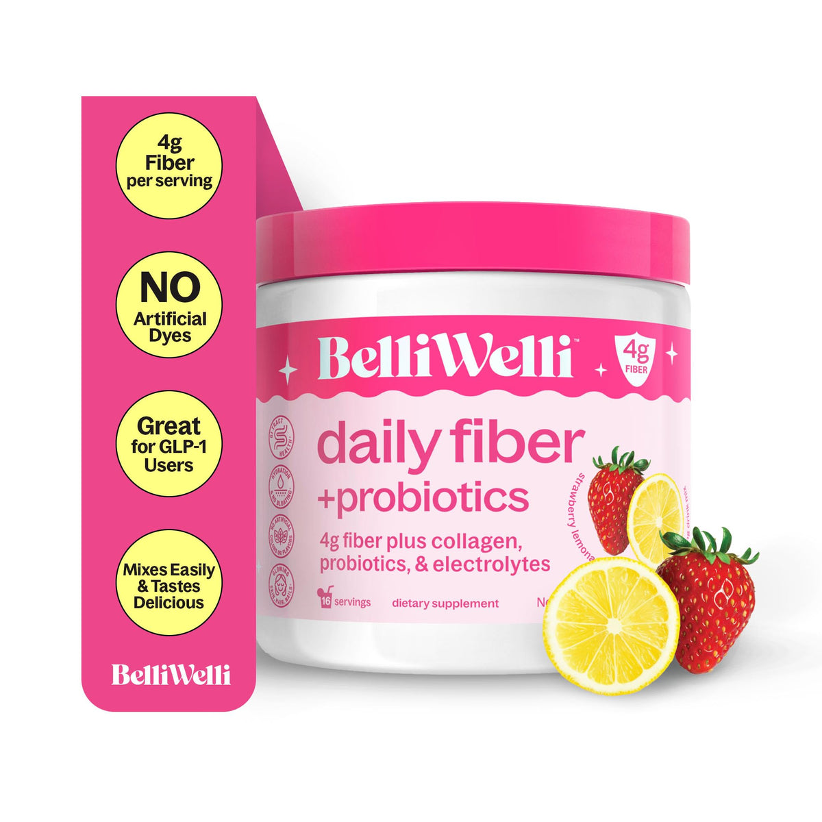 BelliWelli Fiber Supplement for Women & Men Premium Daily Fiber Powder from Organic Acacia with Added Collagen Electrolytes & Probiotics No Bloat Constipation - FENGGESTORE20