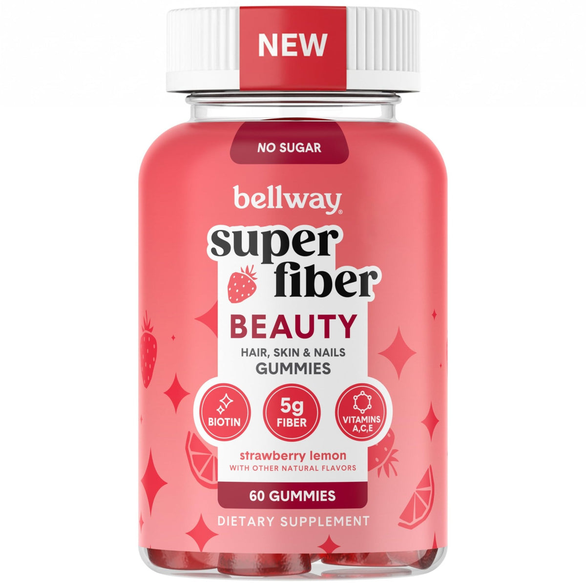 Bellway Super Fiber Gummies + Beauty – Sugar Free Fiber Supplement with Biotin & Vitamins A C E – Supports Digestive Health, - FENGGESTORE20